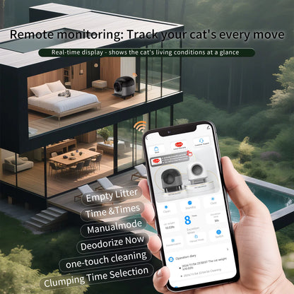 Automatic Cat Litter Box Self Cleaning,Smart Litter Box with Stairs, Safety Protection, 100L+10L App-Control Cat Litter Boxes