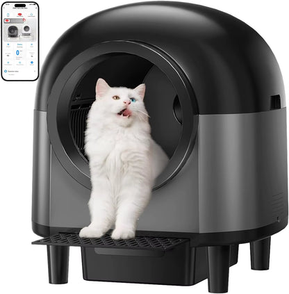 Automatic Cat Litter Box Self Cleaning,Smart Litter Box with Stairs, Safety Protection, 100L+10L App-Control Cat Litter Boxes