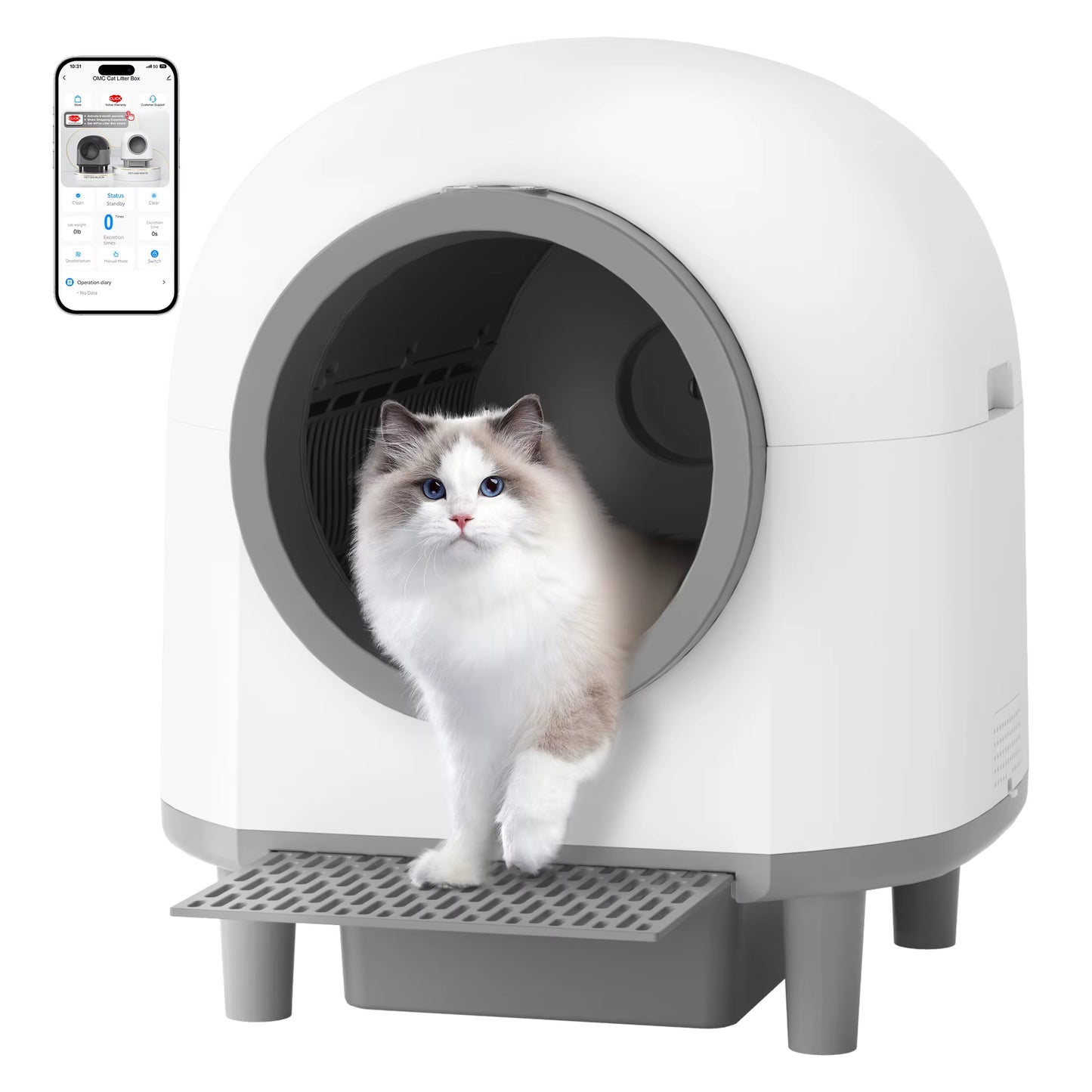 Automatic Cat Litter Box Self Cleaning,Smart Litter Box with Stairs, Safety Protection, 100L+10L App-Control Cat Litter Boxes