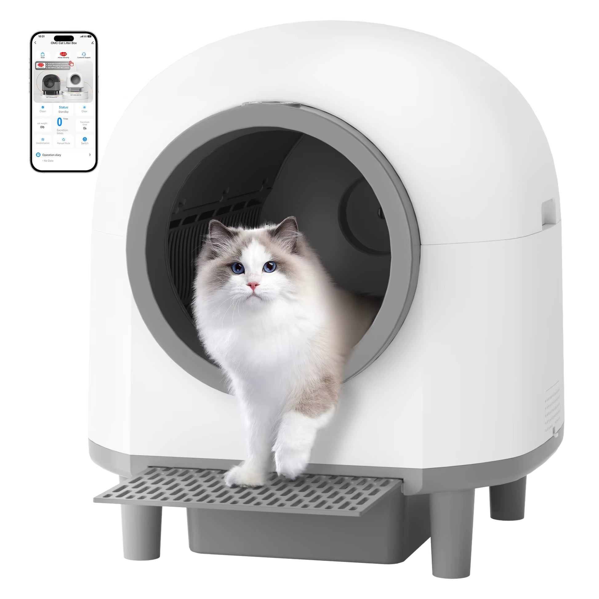 Automatic Cat Litter Box Self Cleaning,Smart Litter Box with Stairs, Safety Protection, 100L+10L App-Control Cat Litter Boxes