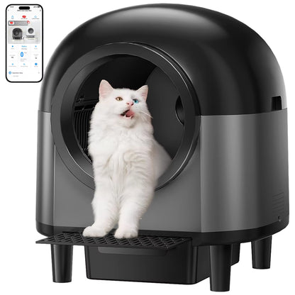 Automatic Cat Litter Box Self Cleaning,Smart Litter Box with Stairs, Safety Protection, 100L+10L App-Control Cat Litter Boxes